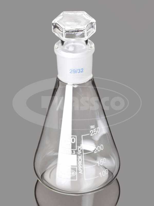 FIOLE ERLENMEYER EN VERRE AVEC BOUCHON EN VERRE