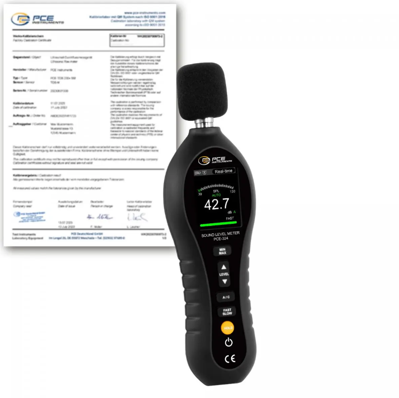 Sonomètre PCE-324-ICA avec certificat d'étalonnage ISO