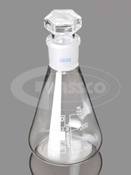 [076.202.02] FIOLE ERLENMEYER EN VERRE AVEC BOUCHON EN VERRE